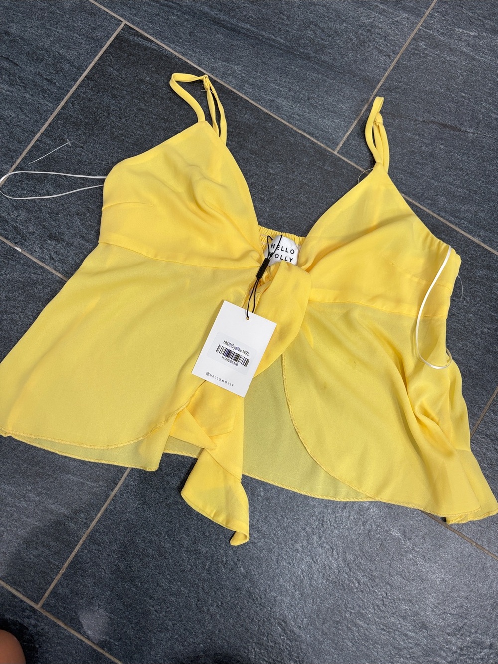 Hello Molly Yellow Tie-Front Spaghetti Strap Top